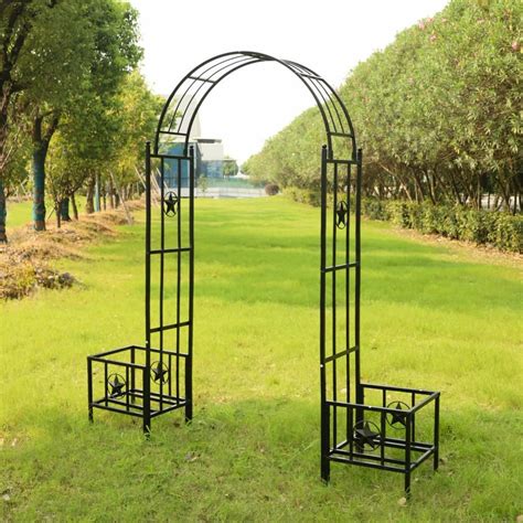 black metal garden arch with planter box sold at costco|Costco canada planters.